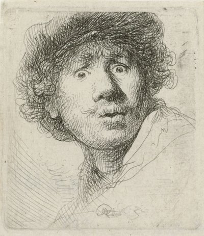 Omakuva baretilla ja suurisilmäisellä, 1630 tekijältä Rembrandt van Rijn