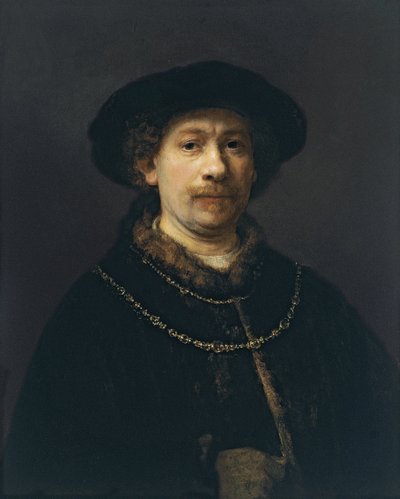 Omakuva baretilla ja kahdella kultaketjulla, n. 1642 tekijältä Rembrandt van Rijn