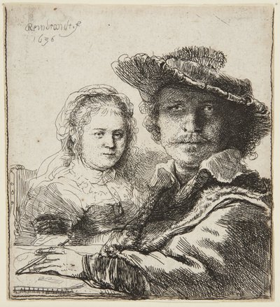 Omakuva Saskian kanssa tekijältä Rembrandt van Rijn