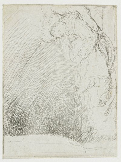 Tutkimusarkki, jossa nainen makaa sairaana sängyssä tekijältä Rembrandt van Rijn
