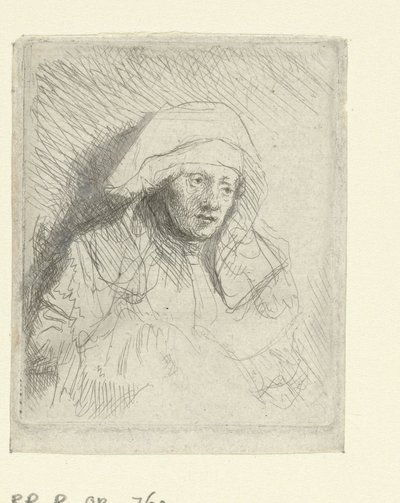 Sairas nainen, jolla on suuri valkoinen päähine (Saskia) tekijältä Rembrandt van Rijn