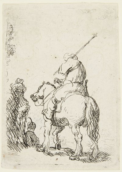Hevosen selässä oleva sotilas tekijältä Rembrandt van Rijn