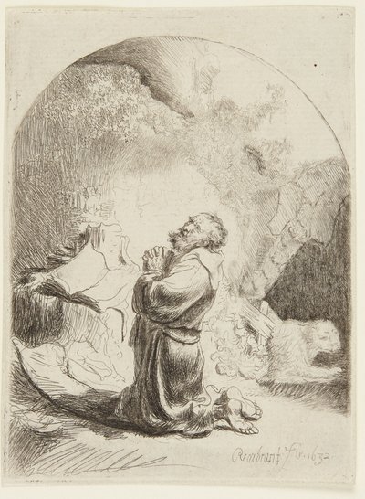 Pyhä Hieronymus rukoilemassa tekijältä Rembrandt van Rijn