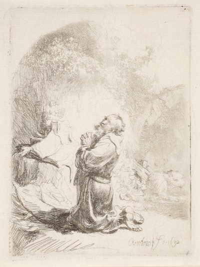 Pyhä Hieronymus rukoilemassa tekijältä Rembrandt van Rijn