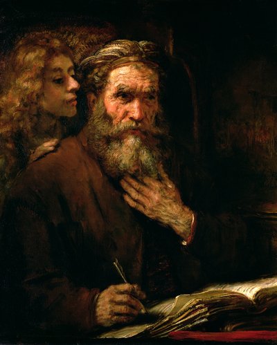 Pyhä Matteus ja enkeli, 1655-60 tekijältä Rembrandt van Rijn