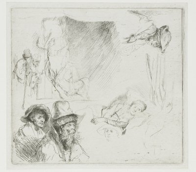 Opiskelukuvassa sairas nainen sängyssä tekijältä Rembrandt van Rijn