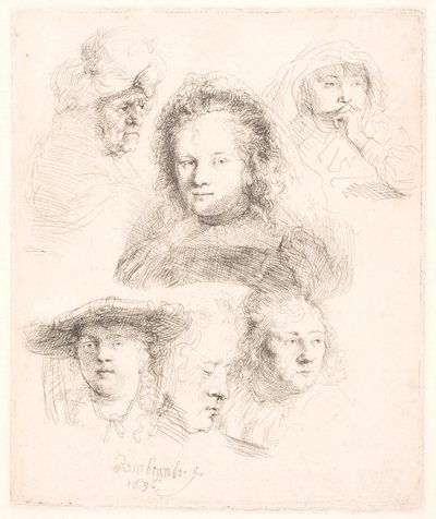 Saskian johtajan ja muiden opintoja tekijältä Rembrandt van Rijn