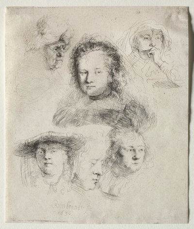 Saskian päällikön ja muiden opintoja tekijältä Rembrandt van Rijn