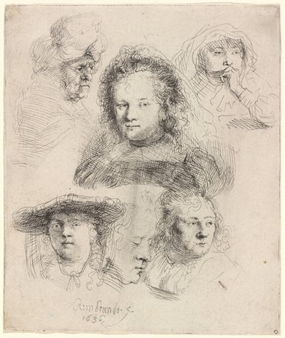 Tutkimuksia Saskian pään ja muiden kuvista tekijältä Rembrandt van Rijn