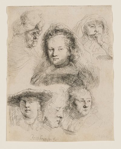 Tutkimuksia Saskian pään ja muiden kuvista tekijältä Rembrandt van Rijn