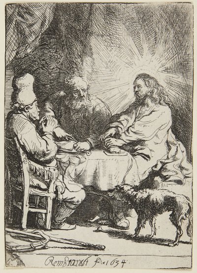 Illallinen Emmauksessa (pieni annos) tekijältä Rembrandt van Rijn