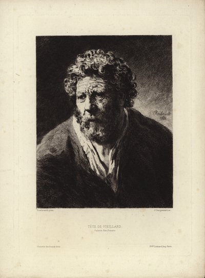 Tete de Viellard, kirjoittanut Rembrandt Harmenszoon van Rijn. Kaiverrus Jules Jacquemart, 1877 tekijältä Rembrandt van Rijn