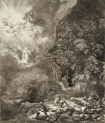 Paimenille ilmestynyt enkeli tekijältä Rembrandt van Rijn