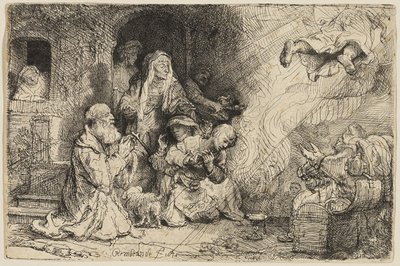 Enkeli lähtemässä Tobiaksen perheestä tekijältä Rembrandt van Rijn