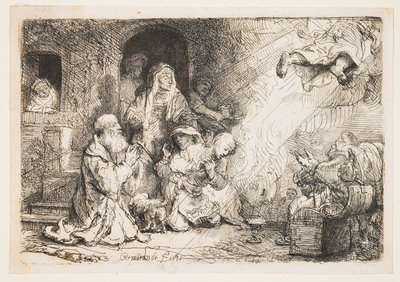 Enkeli lähtemässä Tobiaksen perheestä tekijältä Rembrandt van Rijn