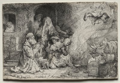 Enkeli lähtemässä Tobitin perheestä tekijältä Rembrandt van Rijn