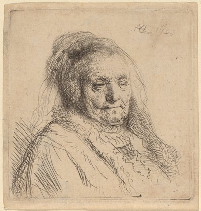 Taiteilijan äiti, pää ja rintakuva tekijältä Rembrandt van Rijn