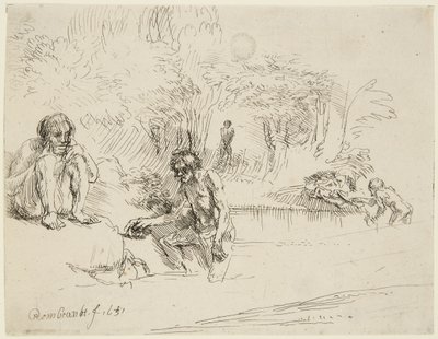 Uimarit (Bartsch 195; Hind 250 II) tekijältä Rembrandt van Rijn