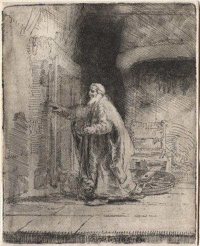 Tobitin sokeus: Suuri laatta tekijältä Rembrandt van Rijn