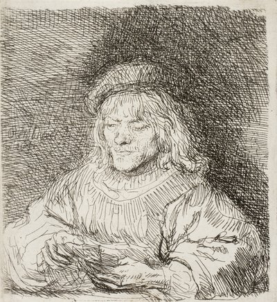 Kortinpelaaja, 1641 tekijältä Rembrandt van Rijn