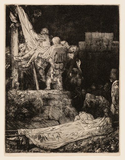 La baixada de la creu amb torxes tekijältä Rembrandt van Rijn