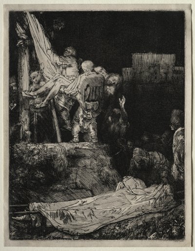 Laskeutuminen ristiltä taskulampun valossa, 1654. tekijältä Rembrandt van Rijn