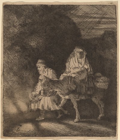 Lento Egyptiin: Night Piece tekijältä Rembrandt van Rijn