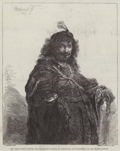 Suuri sapelimuotokuva, juhlittu etsaus tekijältä Rembrandt van Rijn