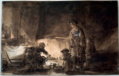 Keittiö Rembrandts Housessa, 1650-luku. tekijältä Rembrandt van Rijn