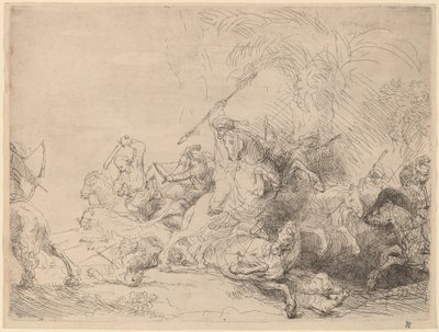 Suuri leijonan metsästys tekijältä Rembrandt van Rijn