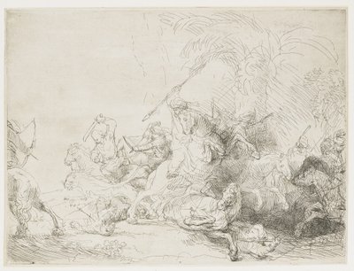 Suuri leijonametsästys, 1641 tekijältä Rembrandt van Rijn