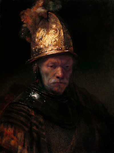 Mies kultaisella kypärällä, n. 1650 tekijältä Rembrandt van Rijn