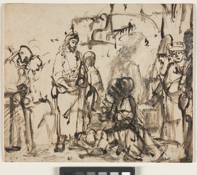 Kristuksen tapaaminen Martan ja Marian kanssa Lasaruksen kuoleman jälkeen, n. 1662-65 tekijältä Rembrandt van Rijn
