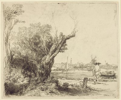Omval, 1645 (etsaus ja kuivakärki paperille) tekijältä Rembrandt van Rijn