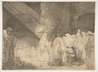 Esitys temppelissä: pitkulainen levy. tekijältä Rembrandt van Rijn