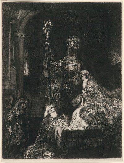 Esitys temppelissä pimeällä tavalla tekijältä Rembrandt van Rijn