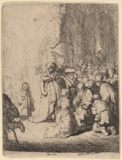 Esitys temppelissä enkelin kanssa: Pieni lautanen tekijältä Rembrandt van Rijn