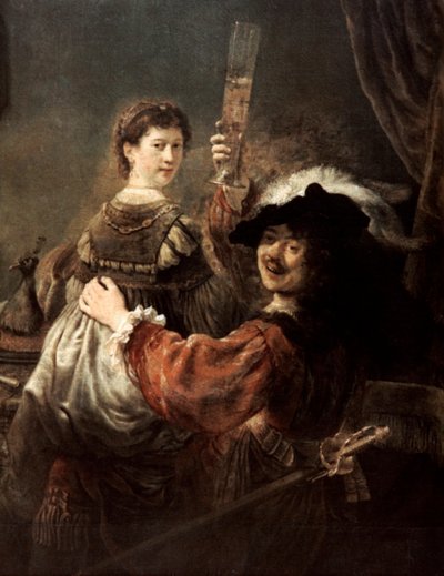 Tuhlaajapoika tavernassa Rembrandt ja Saskia, n. 1635. tekijältä Rembrandt van Rijn