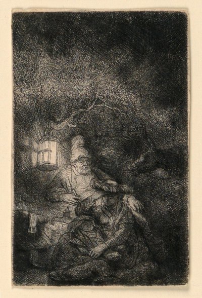 Loput lennossa Egyptiin: Night Piece tekijältä Rembrandt van Rijn