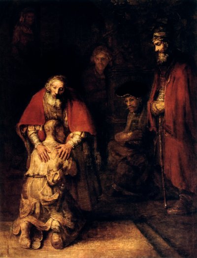 Tuhlaajapojan paluu, n. 1668 tekijältä Rembrandt van Rijn