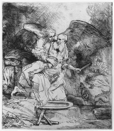 Abrahamin uhri, 1645 tekijältä Rembrandt van Rijn