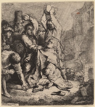 Pyhän Stefanoksen kivittäminen tekijältä Rembrandt van Rijn
