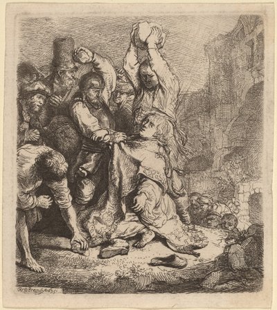 Pyhän Stefanoksen kivittäminen tekijältä Rembrandt van Rijn