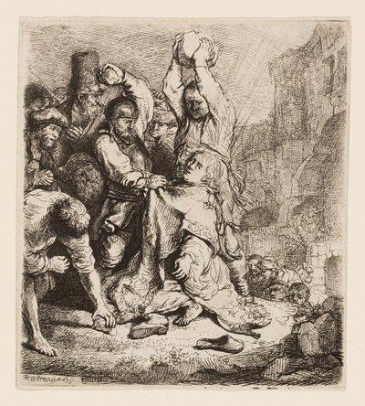 Pyhän Stefanoksen kivittäminen tekijältä Rembrandt van Rijn
