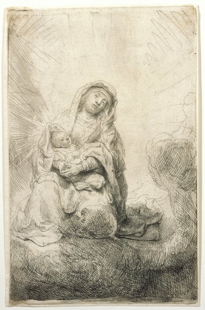 Neitsyt ja Lapsi pilvissä tekijältä Rembrandt van Rijn