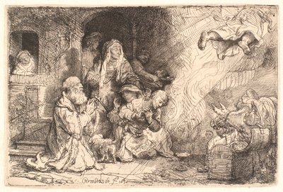 Enkeli lähtemässä Tobitin perheestä tekijältä Rembrandt van Rijn