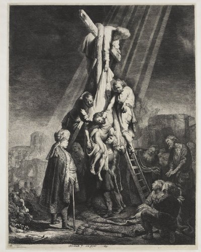 Laskeutuminen ristiltä: toinen levy tekijältä Rembrandt van Rijn