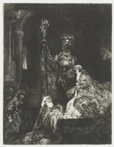 Esitys temppelissä pimeällä tavalla tekijältä Rembrandt van Rijn