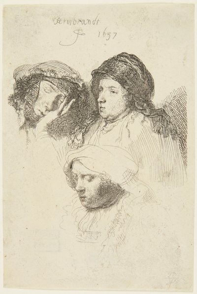 Kolmen naisen päät tekijältä Rembrandt van Rijn