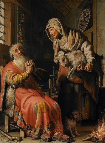 Tobit syyttää Annaa. 1626 tekijältä Rembrandt van Rijn
